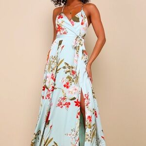 Lulu’s Still the One Satin Wrap dress